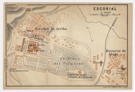 1913 Original Antique Map Of Royal Site Of San Lorenzo De El Escorial / Spain - £19.85 GBP