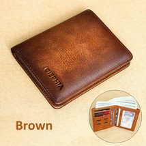 Genuine Leather Wallet for Men RFID Blocking Vintage Slim Short Bifold Wallets w - £58.01 GBP