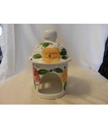 White Ceramic Votive Candle Holder with Yellow &amp; Red Flowers - $35.63