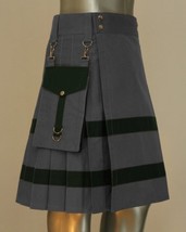 Grey Dual-Stripe Utility Kilt - $654.29 MXN