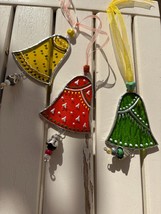 Set Handcrafted Stained Glass Bell Ornament, Window decoration, car hanging - £30.17 GBP