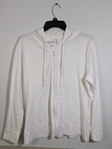 Hanes 100% White Cotton Hoodie Lightweight Zip Front Pocket Size Large - $10.84 CAD
