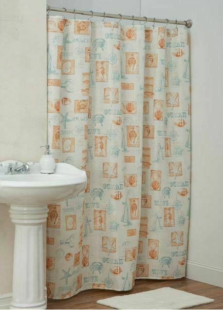 Nautical Maritime Themed Oceanic Fabric Shower Curtain, Modern, 70"x72" - NEW - £14.98 GBP