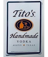 Tito&#39;s Handmade Vodka White Tin Tacker Sign | Austin Texas | 12&quot; x 8&quot; | New - £32.56 GBP