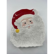 Vintage Santa Claus Face Plate Platter Serving Tray Ceramic Cookie Christmas  - £13.57 GBP