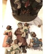 Sarah&#39;s Attic Black Heritage Figurine Santa with Children &amp; Fireplace Ch... - €93,71 EUR