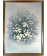 Original Yoon Choi Floral Painting – White Daisies on Canvas 23x31” Fram... - $170.96 CAD
