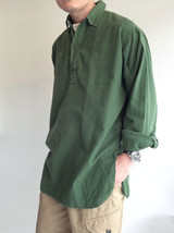 vintage 1970s Swedish army collared pullover shirt military m59 round hem - £17.30 GBP+