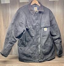 Vintage Carhartt Jacket Mens XL Metal Gray Quilt Lined Canvas Coat RARE - £69.80 GBP