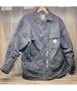 Vintage Carhartt Jacket Mens XL Metal Gray Quilt Lined Canvas Coat RARE - £70.19 GBP