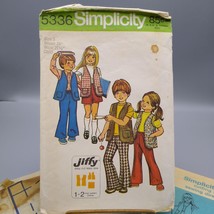 Vintage Sewing PATTERN Simplicity 5336, Childrens Simple to Sew 1972 Jiffy Unise - $17.42