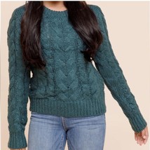 Green Knit Sweater Girl’s 14 Cable Knit Pullover Preppy School Mall Tren... - $17.82