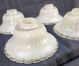 Lot of 4 Beaded Clear &amp; White Small Shades Art Deco Bowl Chandelier 6 1/... - £60.70 GBP