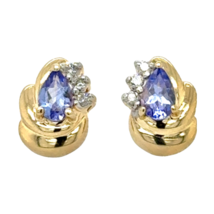 Tanzanite and Diamond Accent 14k Yellow Gold Earrings 1.8g - $7,928.69 MXN