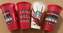 Starbucks: Lot of 4 Reusable Holiday/Christmas Cup: Grande (16 fl oz) - £13.02 GBP