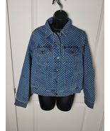 Woman Within Button Up Jacket Womens Size 12W Blue White Polka Dot Denim... - $163.51 MXN