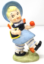 Imperfect Wide Eye Girl Walking to School Figurine Porcelain Japanese Vintage - $15.15