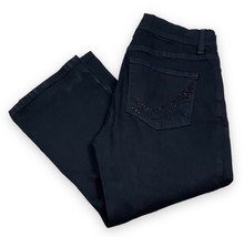 NYDJ Not Your Daughters Jeans Black Cropped Pants Rhinestone Pocket Slim... - £11.28 GBP