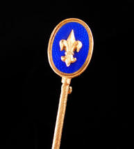 Vintage Lapel pin - Blue Enamel - Fleur De Lis - Victorian brooch - Medieval Ren - £66.70 GBP