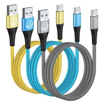 10Ft 3Pack Usb Type C Cable Fast Charging Nylon Braided Long Charger Cab... - £18.87 GBP