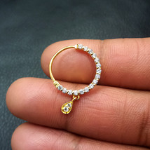 CZ Nose Ring, Gold Nath, Indian Jewelry, No Piercing Required, Bollywood, Bridal - £12.20 GBP