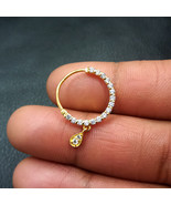 CZ Nose Ring, Gold Nath, Indian Jewelry, No Piercing Required, Bollywood... - $16.11