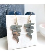 925 Sterling Silver Vintage Mexico Zigzag Dangle Earrings - $41.73