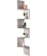 Greenco 5 Tier Wall Mount Corner Shelves Rustic White Finish, 7.75&quot; L X ... - £41.68 GBP