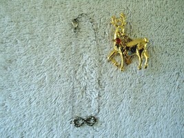 Lot Of 2 Vintage ? Jewelry Items,1,Infinity Bracelet,1,Reindeer Brooch / Pin - £14.61 GBP