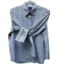 CHAPS Classic Mens Shirt LG Dark Gray Striped Long Sleeve 100% Cotton No Iron - £11.06 GBP