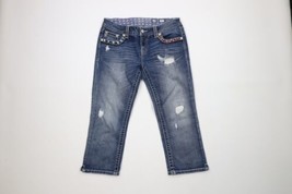 Miss Me Womens 29 Thick Stitch USA Flag Signature Cuffed Capri Denim Jea... - $54.40