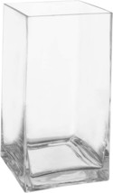 Tall Rectangle Shape, 10&quot; Tall, 5&quot;X5&quot; Opening Flower Glass Vase Decorative - £27.52 GBP