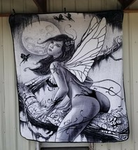 Fairy Tree Fairy Butterfly Moon Mythical Fantasy Queen Size Blanket - $60.35