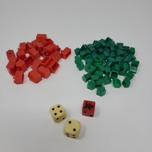 Monopoly Green Houses (60) Red Hotels (24) Replacement Game Pieces Plastic Dice - £8.21 GBP