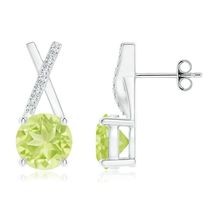 ANGARA Natural Peridot and Diamond XO Stud Earrings in Silver for Women ... - $303.05+