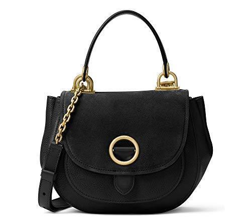 NWT Michael Kors Women's Isadore Leather Shoulder Handbag, Black Size Medium - $174.87