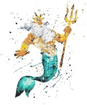counted cross stitch pattern watercolor king triton 170 x 206 stitches BN1903 - £3.16 GBP