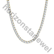 15.24 Ctw Lab Created Diamond 14K Yellow Gold Plated Tennis 3 MM Necklace 18&quot; - £147.85 GBP