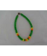 COLORED SHELLS BRACELET WOMENS FASHION JEWELRY LIME GREEN YELLOW &amp; ORANG... - £7.85 GBP