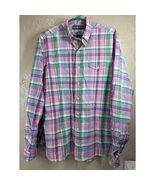 Ralph Lauren Pink Green Blue Long Sleeve Cotton Plaid Shirt Mens Size Large - $42.04 CAD