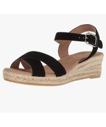 Eric Michael Ashley Women&#39;s Espadrille Wedge Sandals US 8.5 9 suede blac... - $38.53