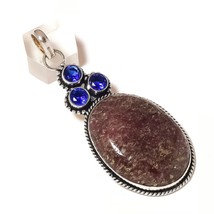 Large Agate, Tanzanite Gemstone 925 Silver Overlay Handmade Rope Bezel Pendant - £13.32 GBP