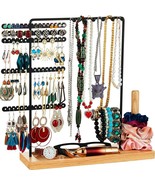 Earring Holder Organizer 140 Holes Earring Organizer with Wooden Tray, 6... - £11.42 GBP