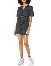 Goodthreads Women&#39;s Washed Floral Dot Blend Button Front Romper (Black 10) - $16.30