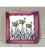 Hand Painted Wildflower Tile Trivet Shabby Floral Cottage Goblin Core Wh... - $14.85