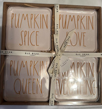New Rae Dunn Pumpkin Spice Everything Coasters by Magenta Set of 4 - £16.98 GBP