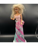 Barbie doll Mattel 11.5” inch Blonde Green Pink Gala Dress Fashion - $4.04 CAD