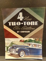4 New Two-Tone Color Creations by Chrysler Sales Brochure 1940 - £52.76 GBP