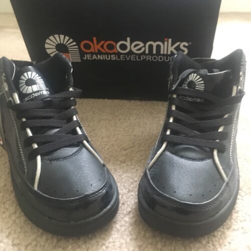 Akademiks Boys Black White High Top Casual Sneakers Shoes Choose Your Size