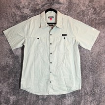 Airwalk Shirt Mens Large Short Sleeve Snap Button Casual Overcast Green Mechanic - £12.13 GBP